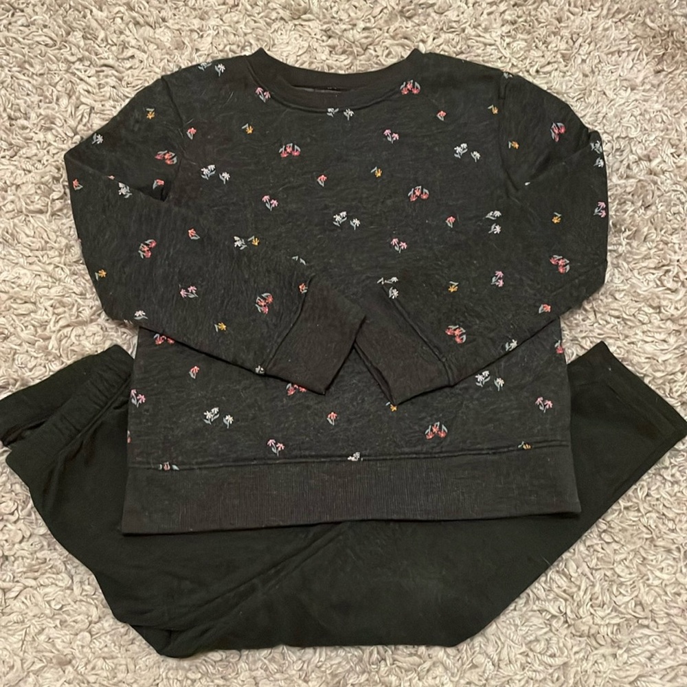 Jumping Beans Grey Floral Sweatshirt & Softest Leggings, Size 6